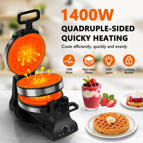 Novalife double iron bakes two waffles at once for gatherings.