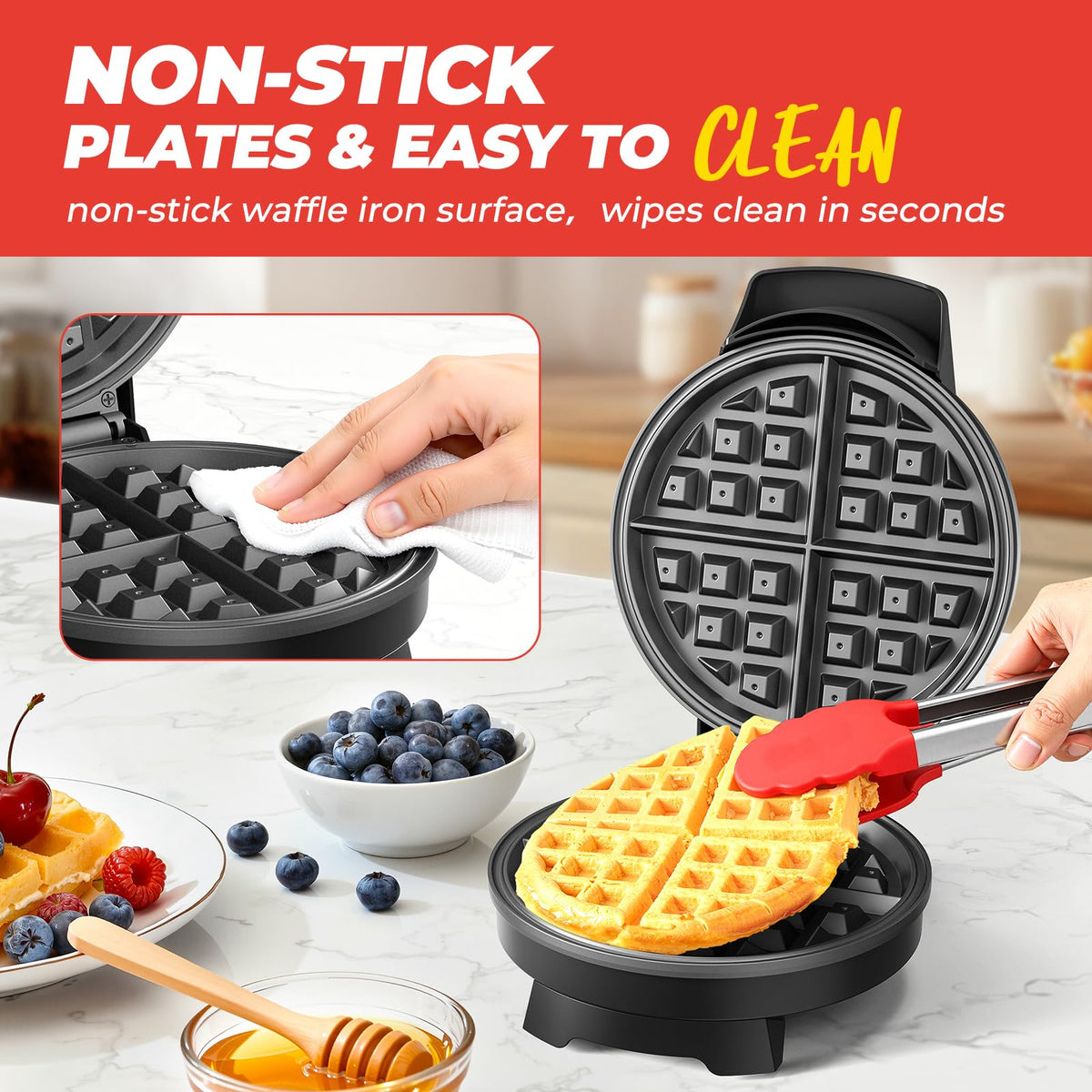 Novalife nonstick plates release waffles easily for quick cleanup