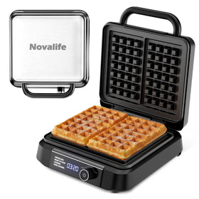 Easy cleanup emphasis on Novalife waffle maker after cooking