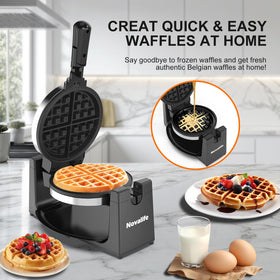 Novalife waffle maker dual indicator lights show preheat and ready status.