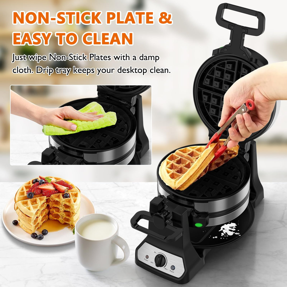 Novalife nonstick plates release waffles cleanly for quick meals