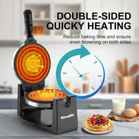 Novalife waffle maker nonstick plates for easy release and quick cleanup.