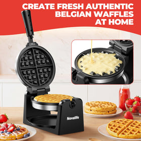 Novalife removable drip tray reduces mess during waffle making