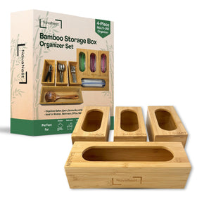 NovaNest bamboo baggie organizer for gallon bags keeps kitchen drawers neat.
