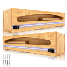 NovaNest wrap organizer close-up with built-in cutter for clean, precise cuts