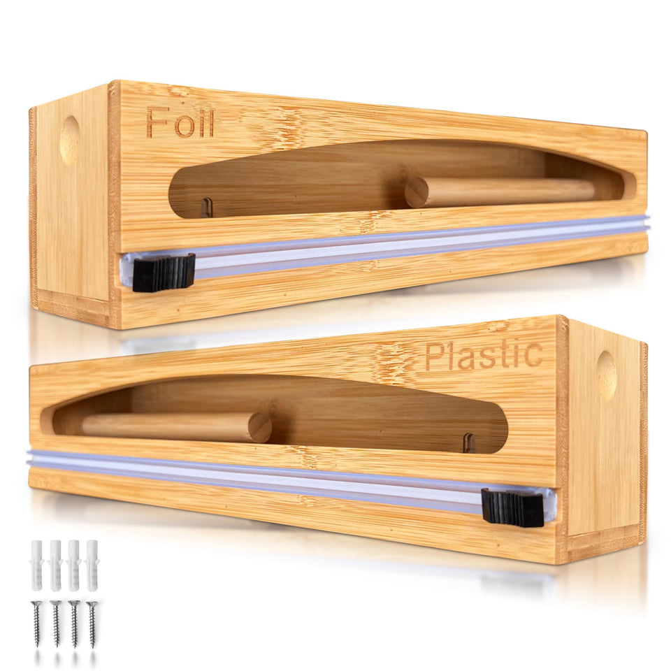 NovaNest wrap organizer close-up with built-in cutter for clean, precise cuts