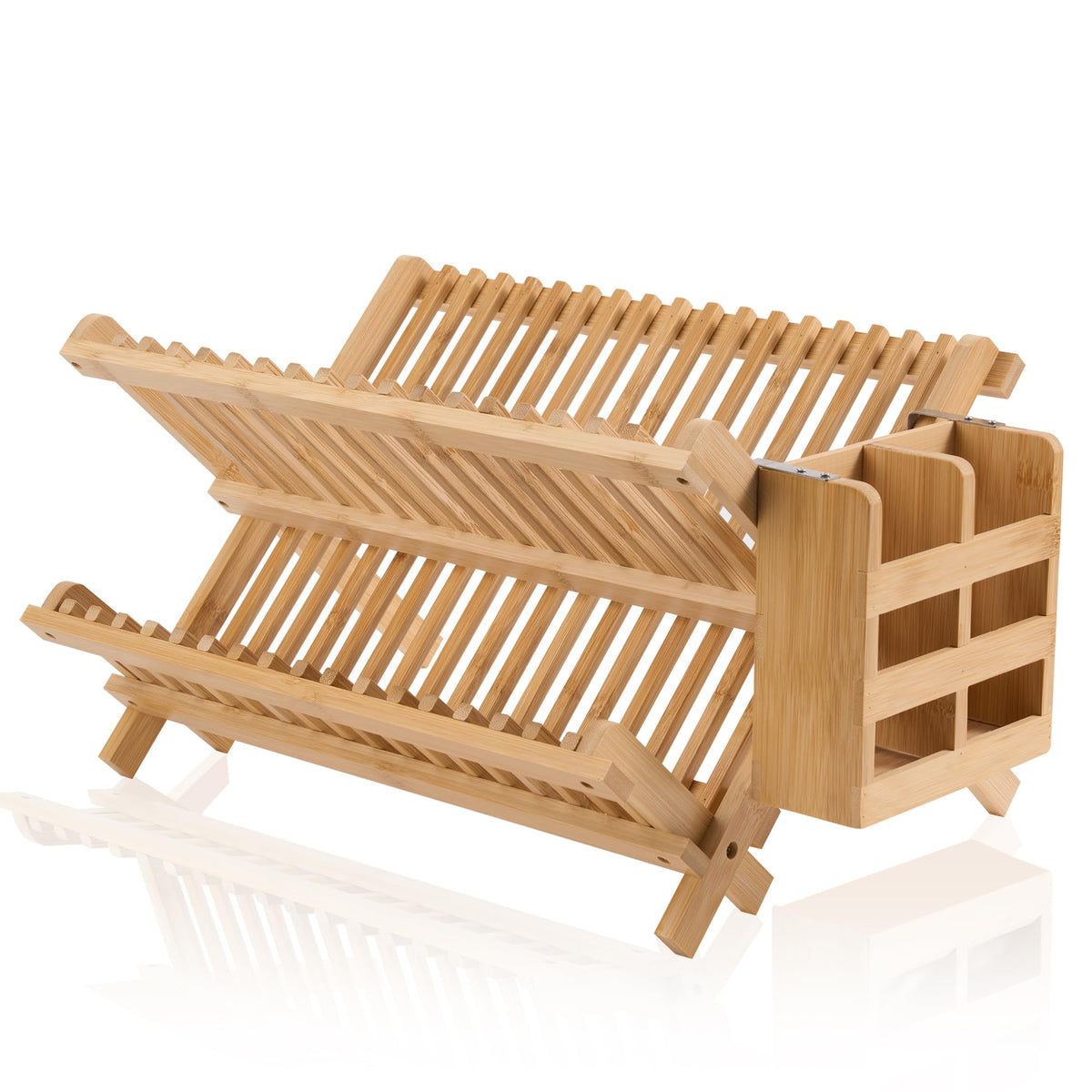 NOVAYEAH bamboo dish drying rack 2-tier for organized counters and air drying