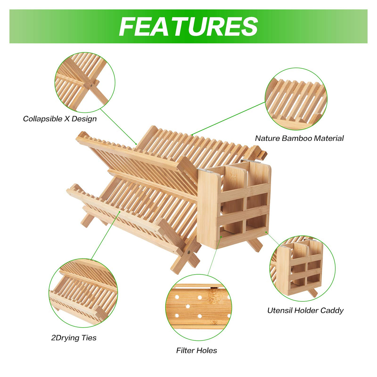 NOVAYEAH bamboo rack on the counter adds natural warmth and style to kitchens