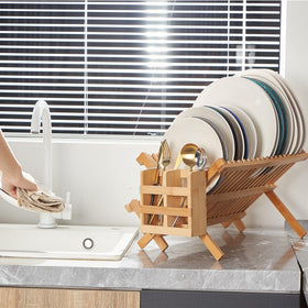 NOVAYEAH folding-design rack saves space when not in use while drying dishes