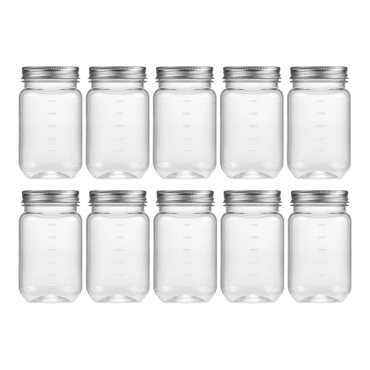 novelinks 16 oz clear plastic jar with lid showing transparent body for easy pantry visibility.