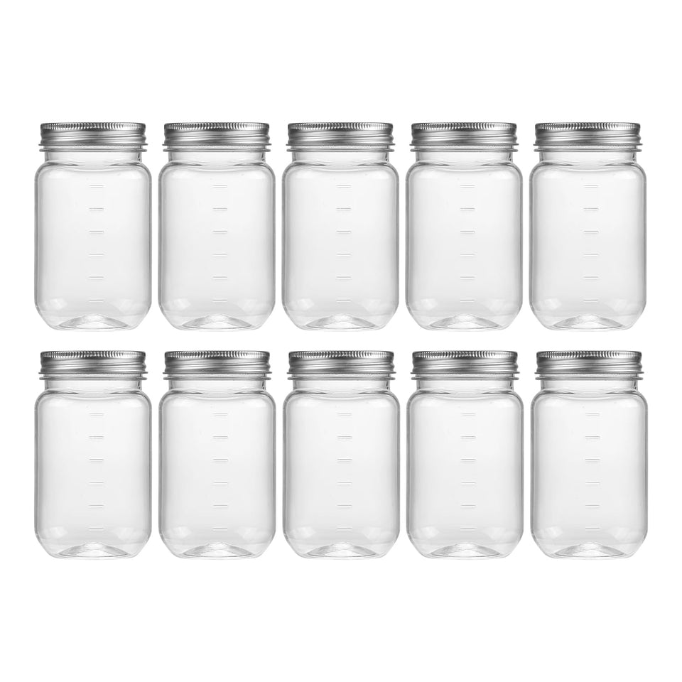 novelinks 16 oz clear plastic jar with lid showing transparent body for easy pantry visibility.
