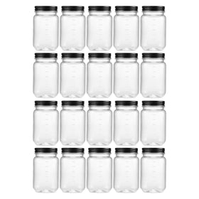 novelinks 16 oz clear plastic jar with lid for easy pantry storage.