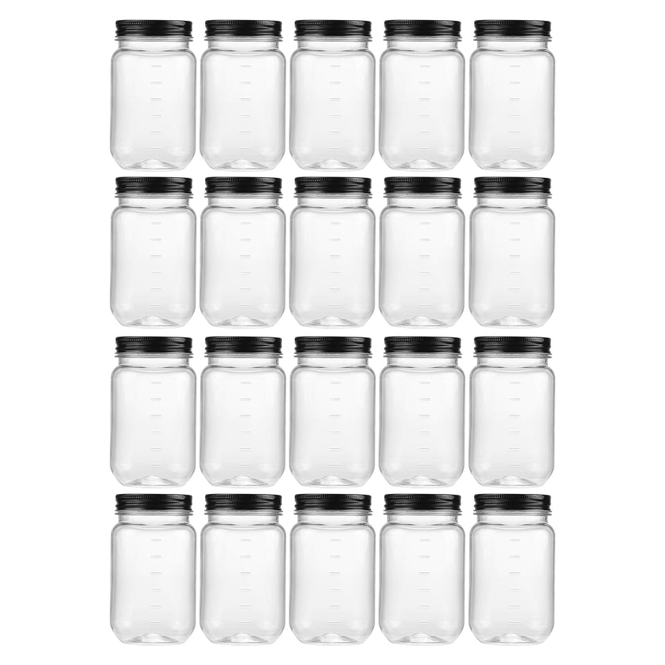 novelinks 16 oz clear plastic jar with lid for easy pantry storage.