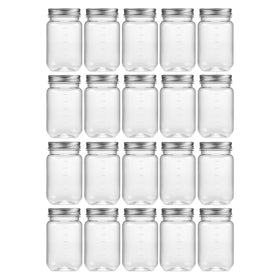 Novelinks 16 oz clear plastic jar with lids shows transparent body for easy identification and use