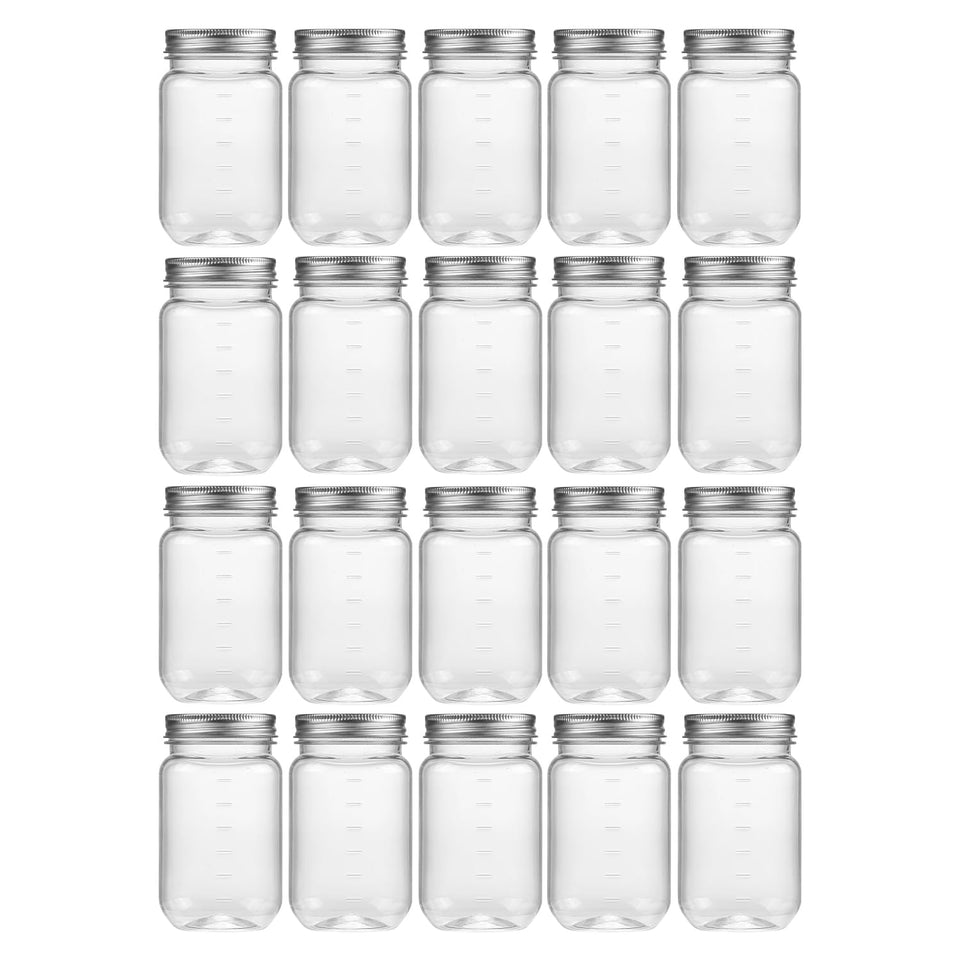 Novelinks 16 oz clear plastic jar with lids shows transparent body for easy identification and use