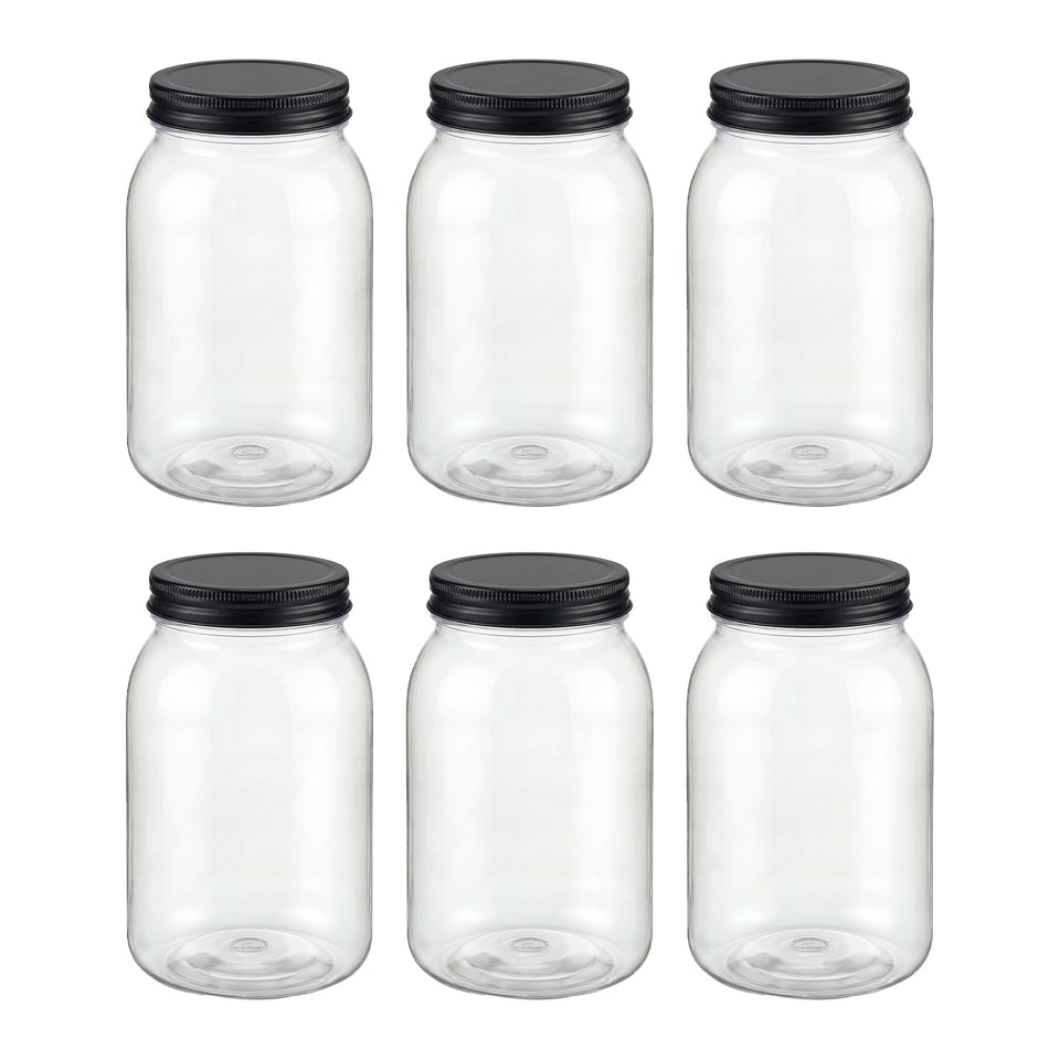 novelinks 32oz clear plastic jar with lid for easy pantry organization and visibility.