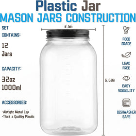 novelinks 32 oz mason jar with black metal lid for airtight freshness.