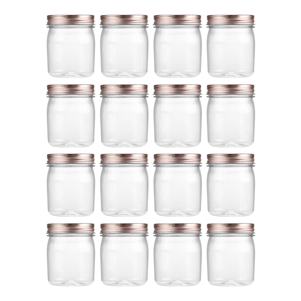 Novelinks 8 oz clear plastic jar with lid for organized pantry storage.