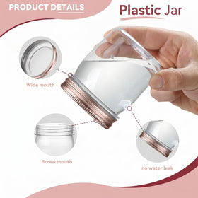 Novelinks rose gold-cap jar assembly for stylish storage.