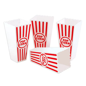 Closeup of the red paint on Novelty Place popcorn container, designed for repeated use.