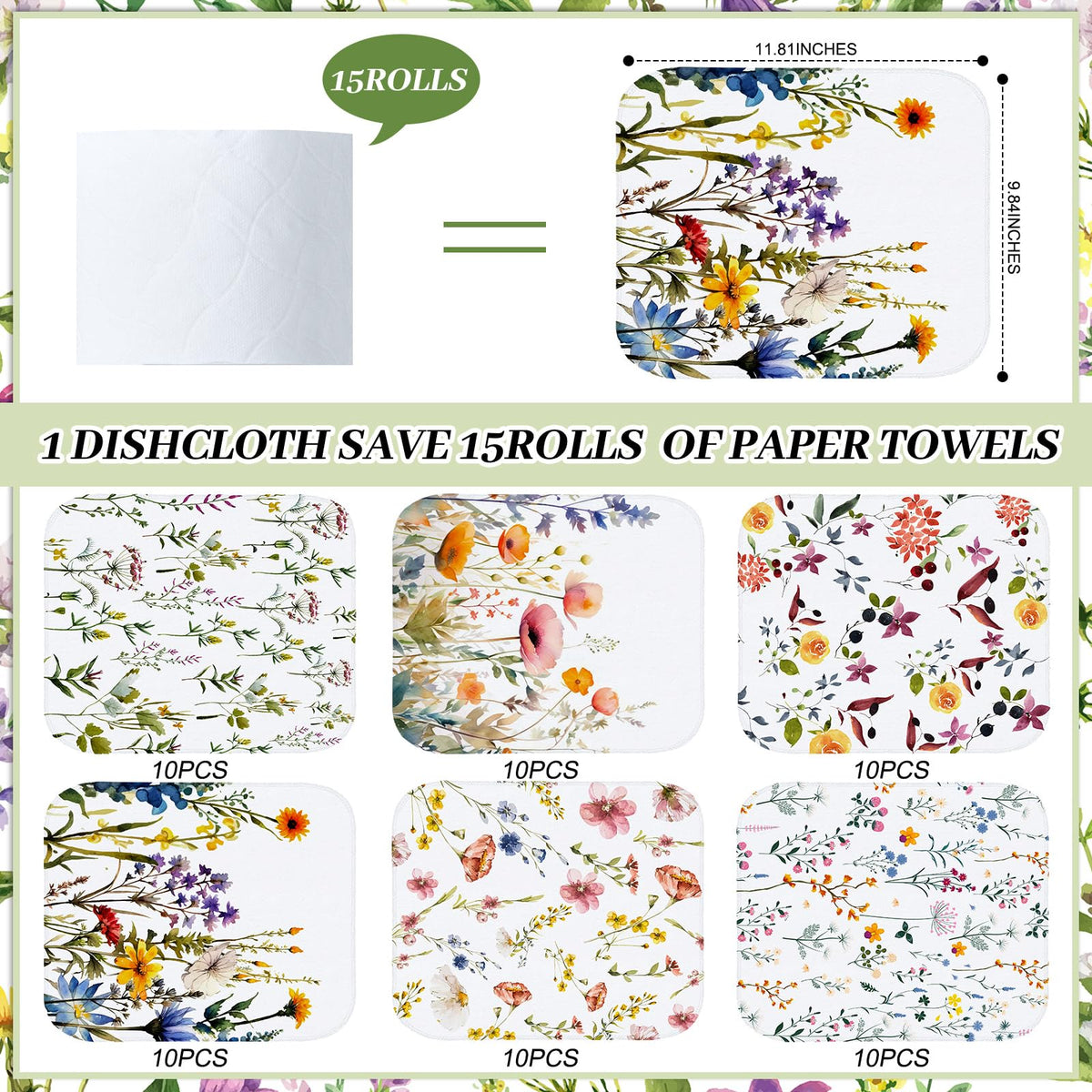 Noveread cotton cleaning cloth close-up shows soft, absorbent texture for kitchen use