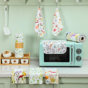 Noveread patterned towels in assorted colors brighten daily kitchen tasks