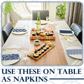 Noveread patterned towels add decorative touch while absorbing spills.