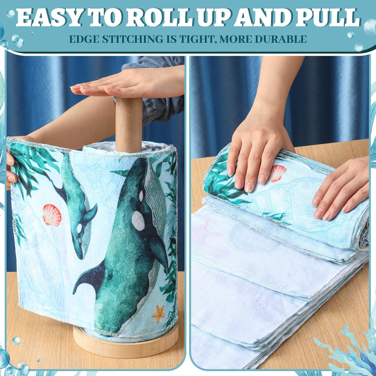 Noveread Sea Animals cleaning cloths outdoor camping—compact towels ready for on-the-go messes.