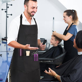 Noverlife apron offers a professional, unified look in busy salons.