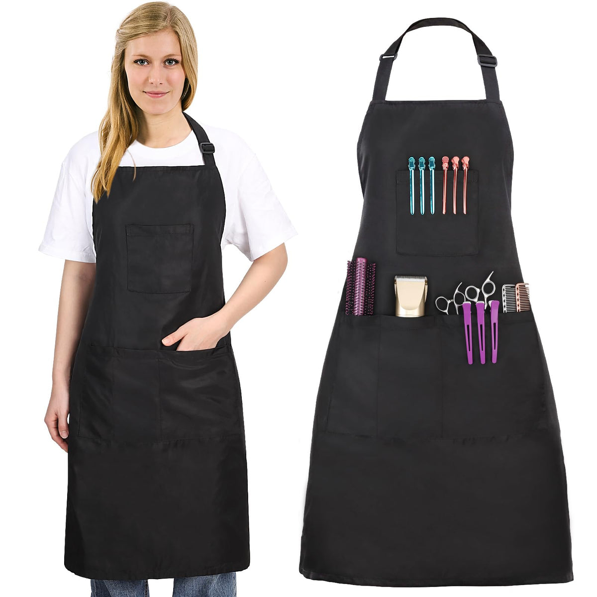 Noverlife hair stylist apron with 4 pockets keeps tools within easy reach.