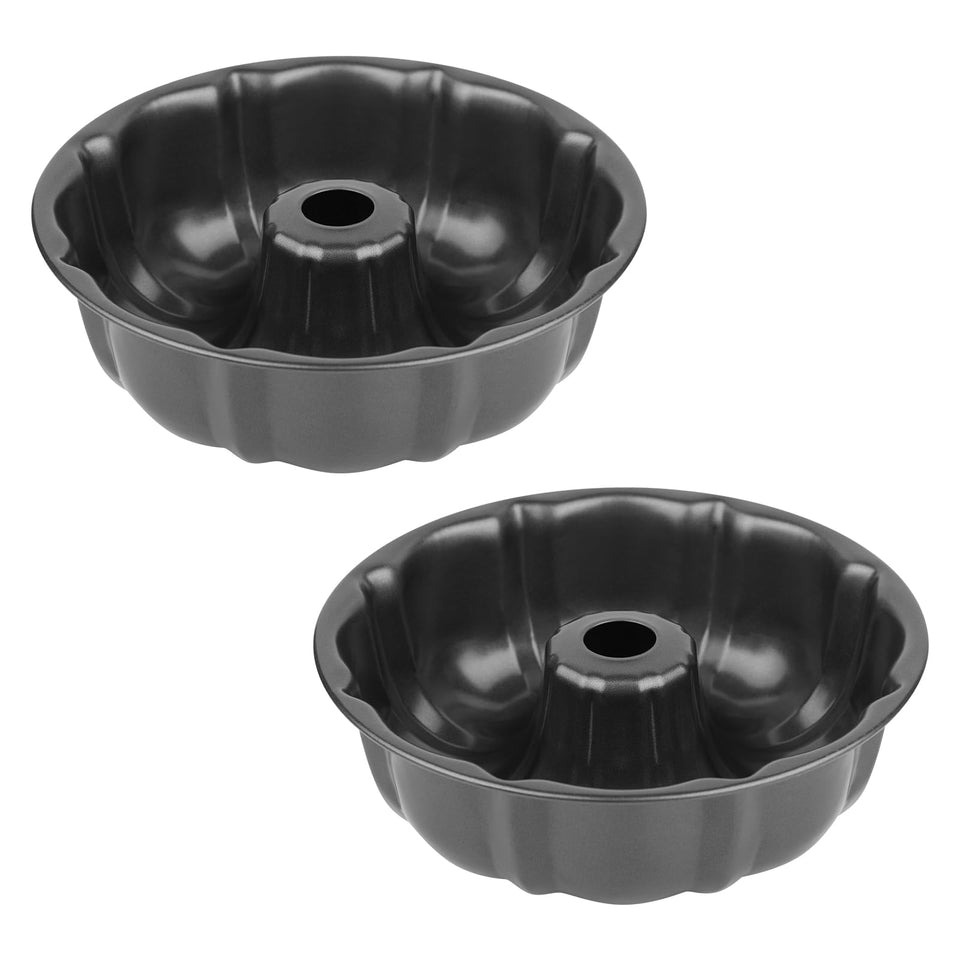 Novery nine-point-five inch non-stick cake pan with easy release and even baking results.