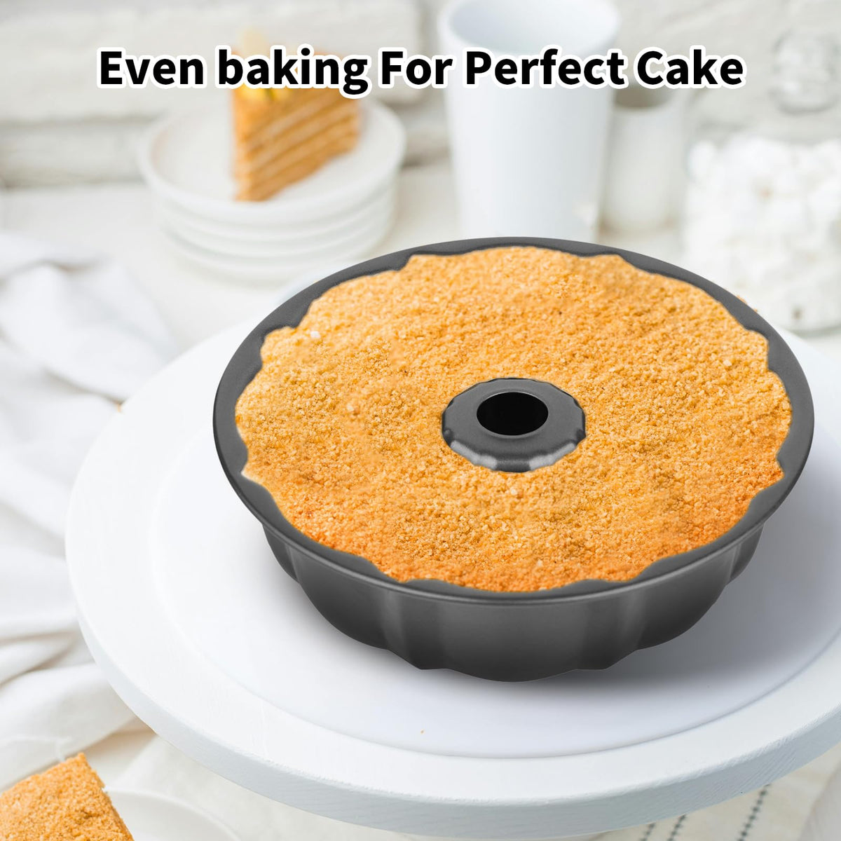 Novery non-stick coating ensures easy release and simple cleanup after rich pound cake.