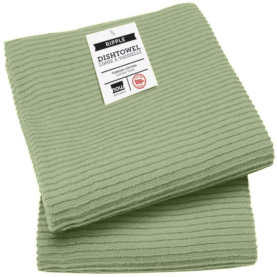 Now Designs Ripple sage green towel dries dishes quickly and adds color to your kitchen.