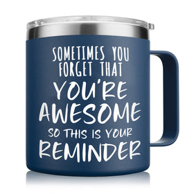 NOWWISH inspirational mug with vacuum insulation keeps hot coffee longer
