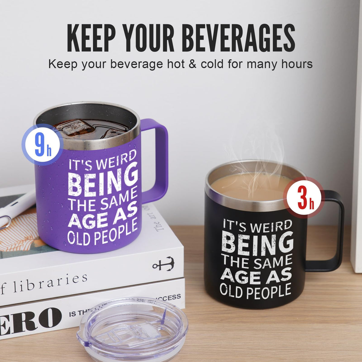 NOWWISH mug with sliding lid showing splash resistance for on-the-go use