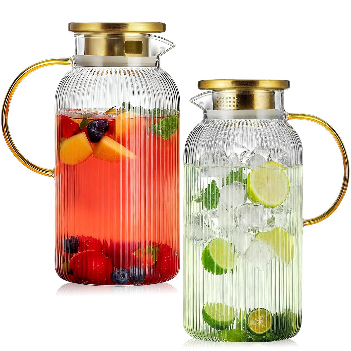 NOXKECION 2-pack vertical stripe pitcher 68oz ideal for entertaining and hydration