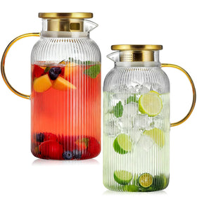NOXKECION 2-pack vertical stripe pitcher 68oz ideal for entertaining and hydration