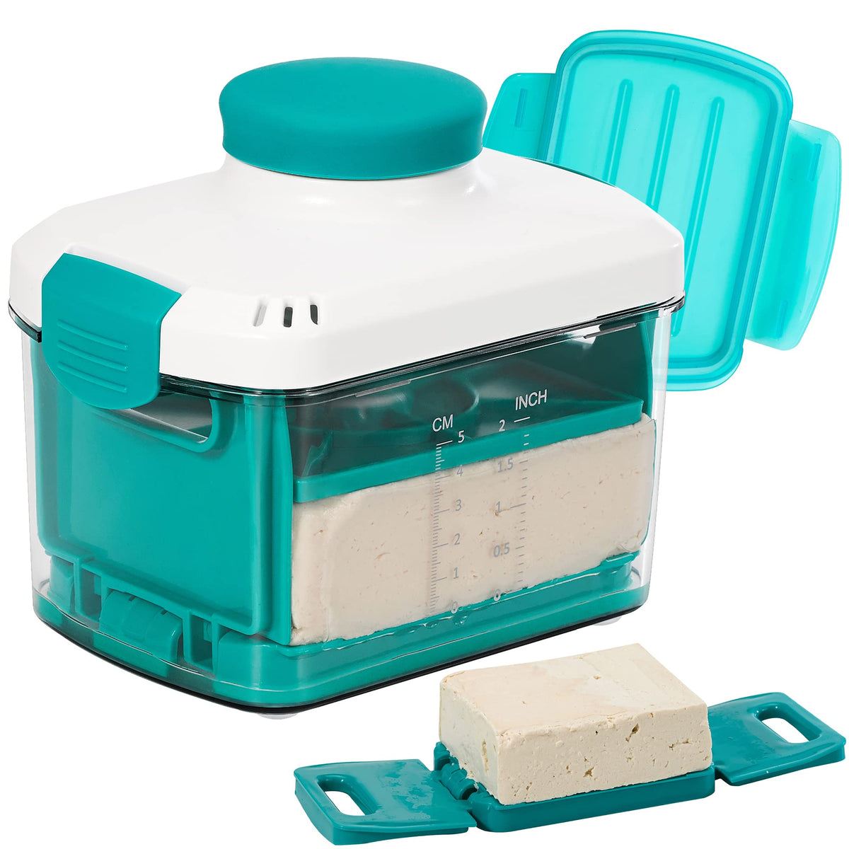 NOYA tofu press dial showing controlled water removal for even texture
