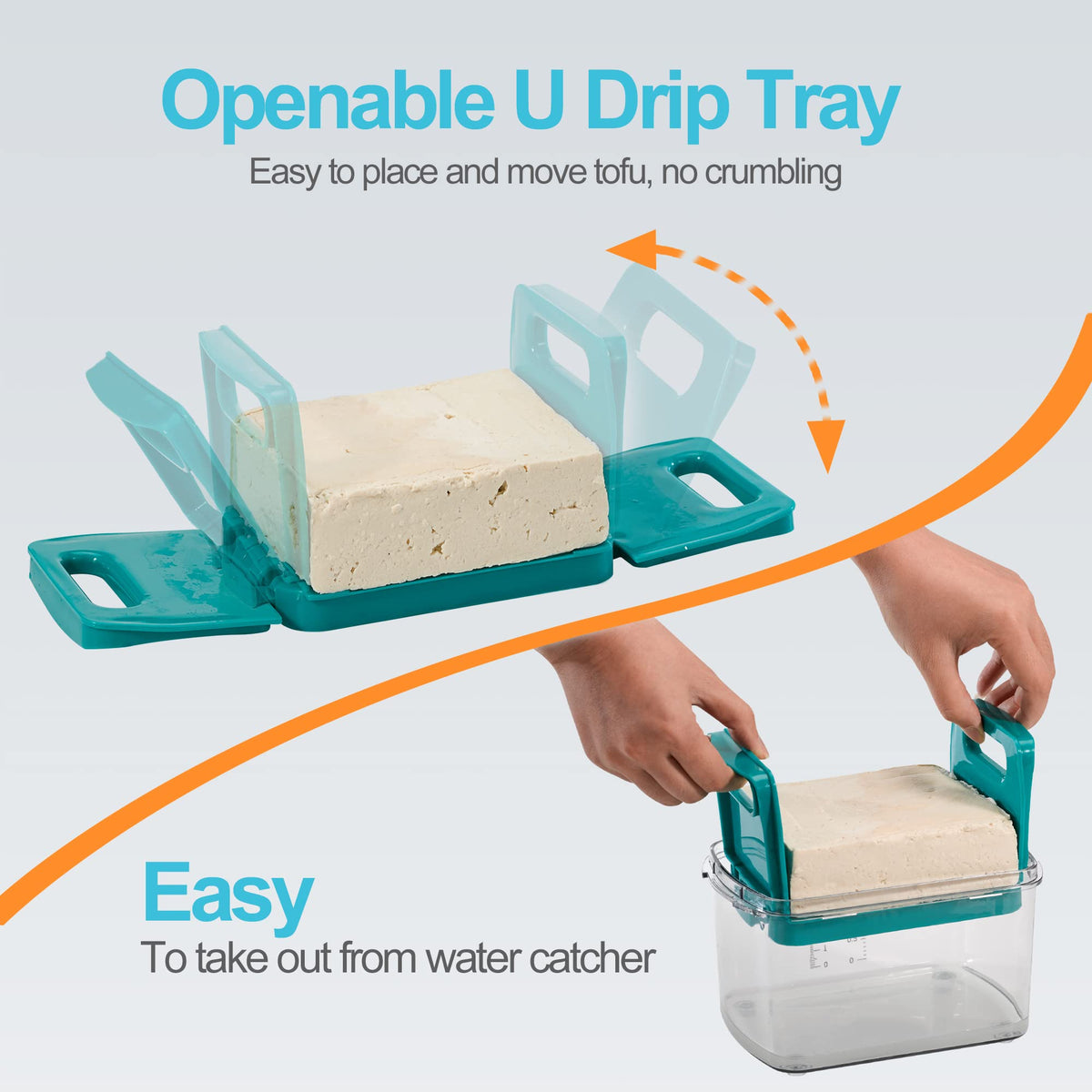 NOYA tofu press drip tray capturing drained moisture for easy cleanup