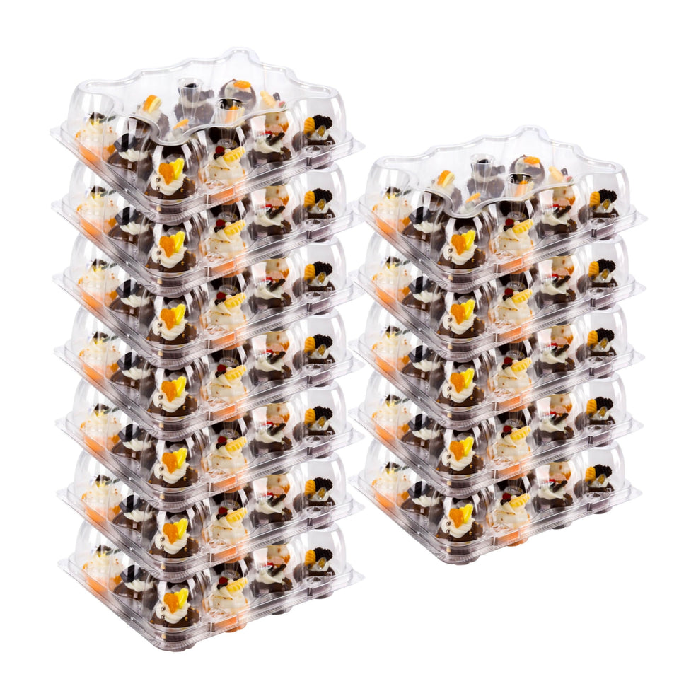 NPLUX 12-count mini cupcake container closed view with secure seal.