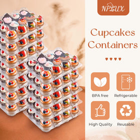 NPLUX 12-pack cupcake boxes show frosting while stacked