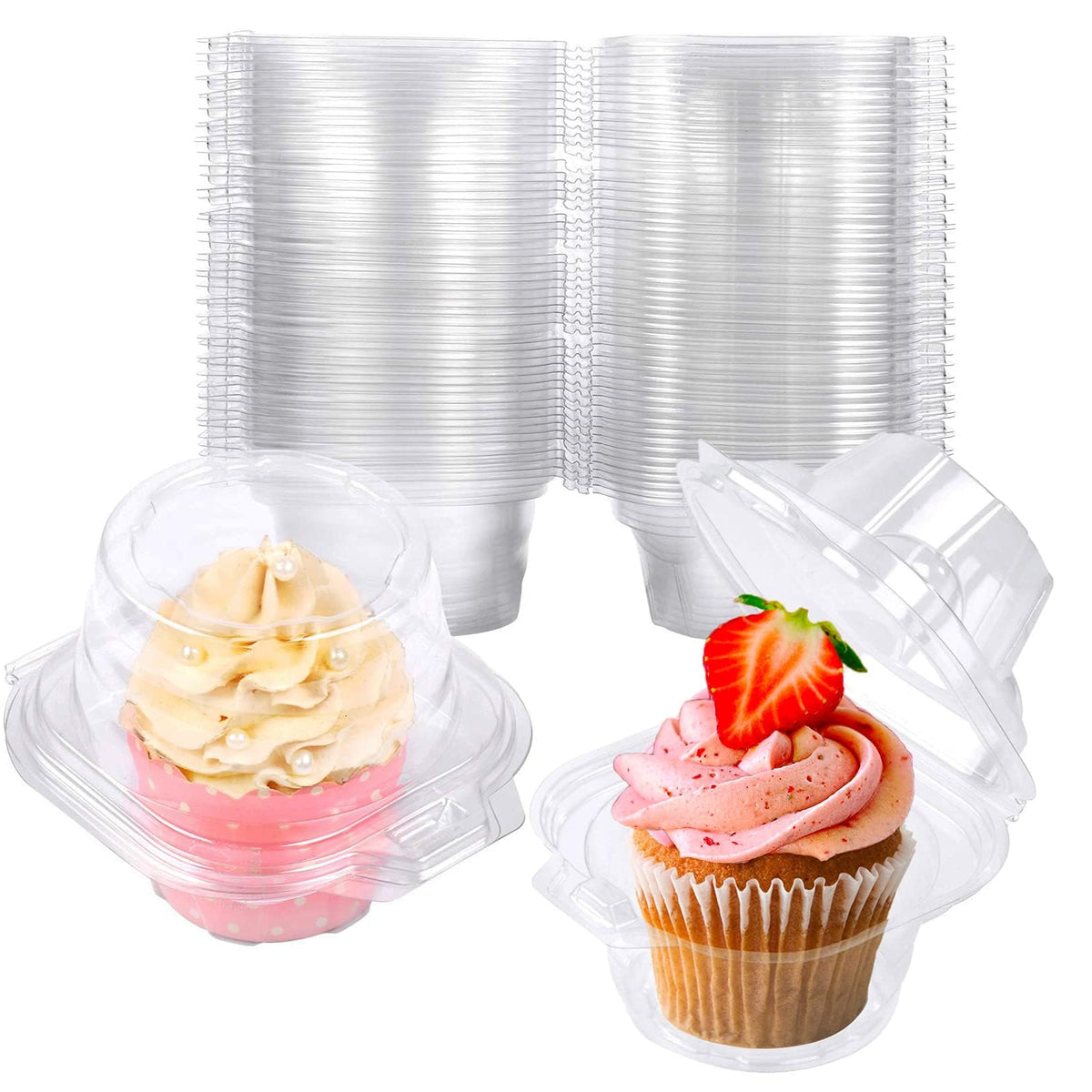 NPLUX 150-pack cupcake containers for bulk display and uniform presentation.