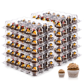 NPLUX 24-count mini cupcake containers with closed lid for display and transport
