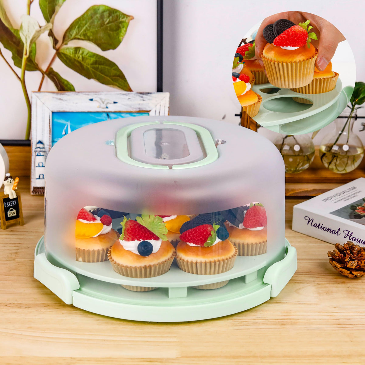 NPLUX 4-in-1 cupcake carrier demonstrates versatile use for cupcakes, eggs, and snacks.