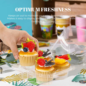 NPLUX BPA-free cupcake holder suitable for freezer and fridge storage.