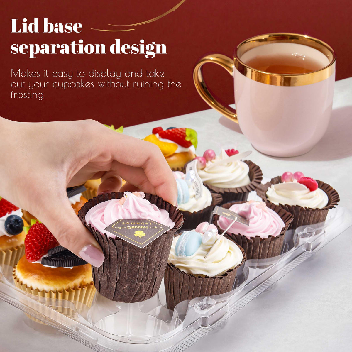 NPLUX BPA-free PET cupcake containers for safe reuse