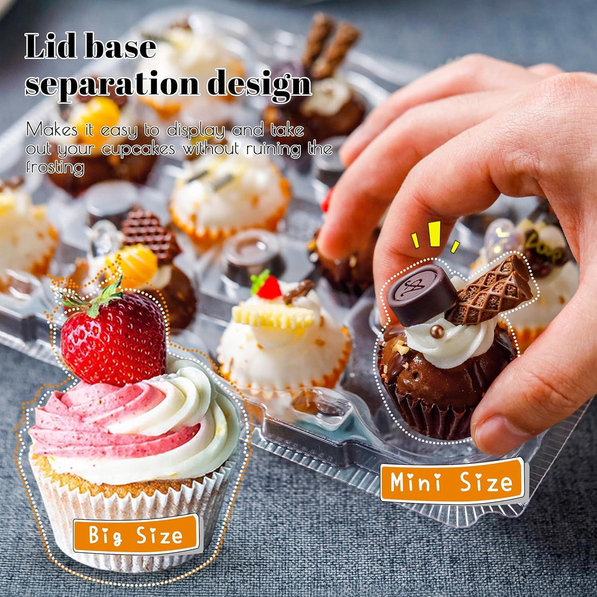 NPLUX clear compartments showcase each cupcake while preventing frosting contact.