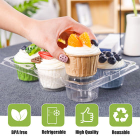 NPLUX clear PET cupcake containers show frosting while remaining BPA-free and reusable.