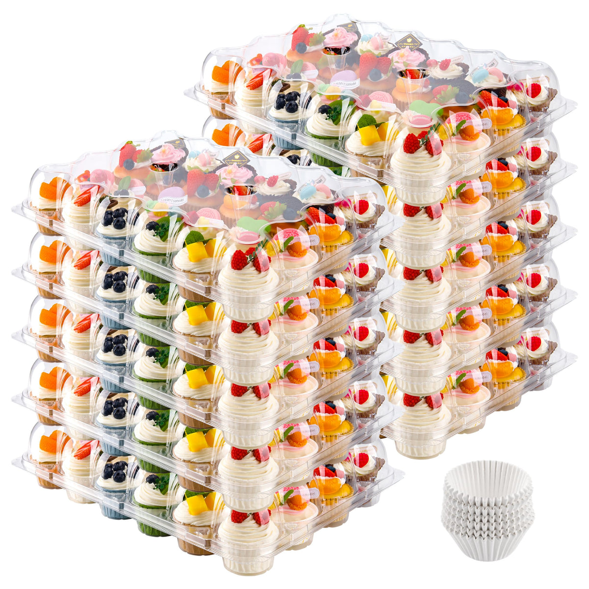 NPLUX cupcake container with tall dome lid protecting and showcasing pastries