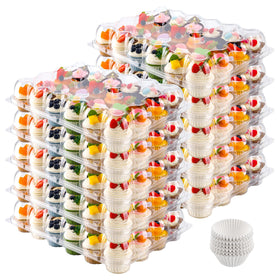NPLUX cupcake container with tall dome lid protecting and showcasing pastries